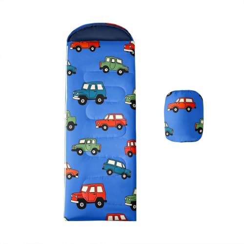 Feelyou Bolsa de dormir para niños Excavadora azul royal impermeable y portátil para camping y autos