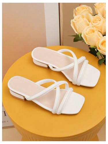 GORGLITTER Girl's Criss Cross Open Toe Flat Slides Low Block Heel Dress Sandals2