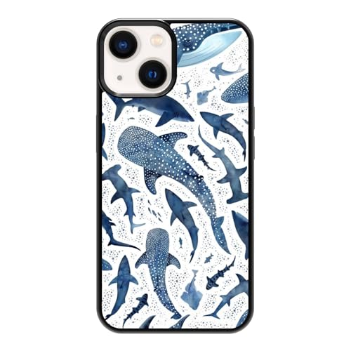 qizjio Cute Shark & Whale Phone Case – Aesthetic Ocean Animals Design, Soft Protective Cover for iPhone 15