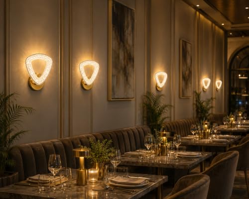 Image of FILLISKA Luxurious Acrylic Crystal Wall Lamp with Adjustable Colour Changing Function, Elegant Finish (Acrylic FrenchGold-2203)
