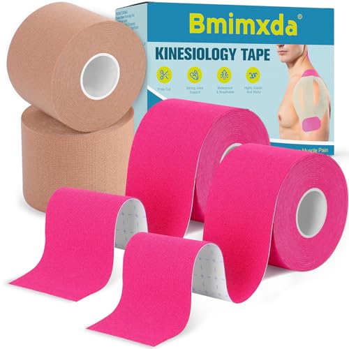 4 Rolls Waterproof Kinesiology Tape - Pro Support Elastic Free-Cut Athletic Tapes For Muscle Strain Relief & Joint Support Cotton Breathable Sports Tape With Elasticity Suitable For All Body Areas