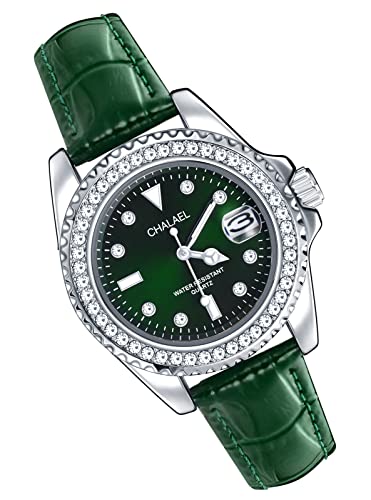 Montre femme montre élégante avec bracelet en cuir vert idéale pour vos soirées