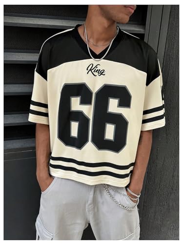 SOLY HUX Men's Jersey Shirts Number Graphic V Neck Drop Shoulder Short Sleeve Loose Streetwear Tee Tops3