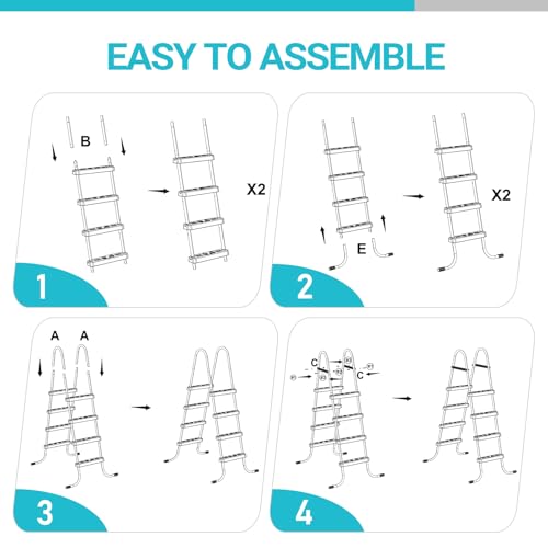 Escalera para piscina CZBZ 4 peldaños 52 pulgadas alta miniatura 3