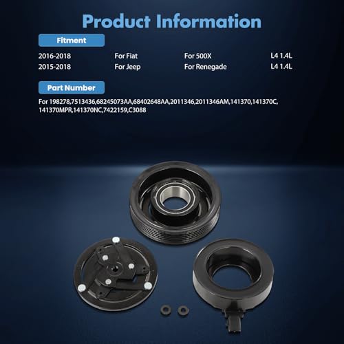 Image of ECCPP A /C Compressor Clutch 2016-2018 for Fiat 500X 1.4L AC Clutch