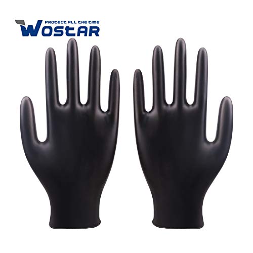 Wostar Synthetic Nitrile Disposable Gloves 3 Mil Pack of 100, Latex Free Safety Working Gloves for Food Handle or Industrial Use