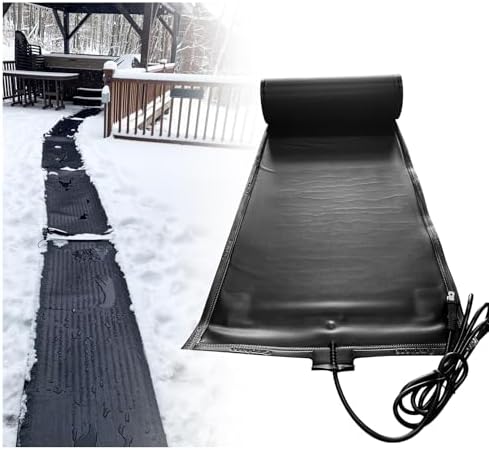 SYWAN Heated Melting Mats, Rubber Heated Ice Melting Mats for Winter Backyards, Sidewalks, 10ft x 13in, 3 in/h Speed, 16ft Power Cord