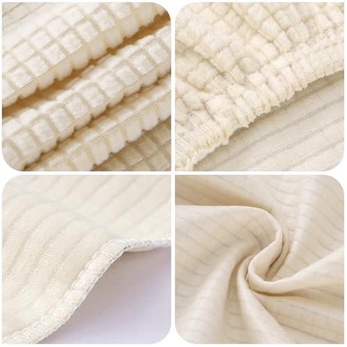 Image of YISUN Waterproof Bar Stool Covers, Stretch Barstool Slipcovers with Backs, Removable Washable Pub Tall Chair Slipcover, Counter Chair Seat Protector Cover, Jacquard Beige 2 Pack