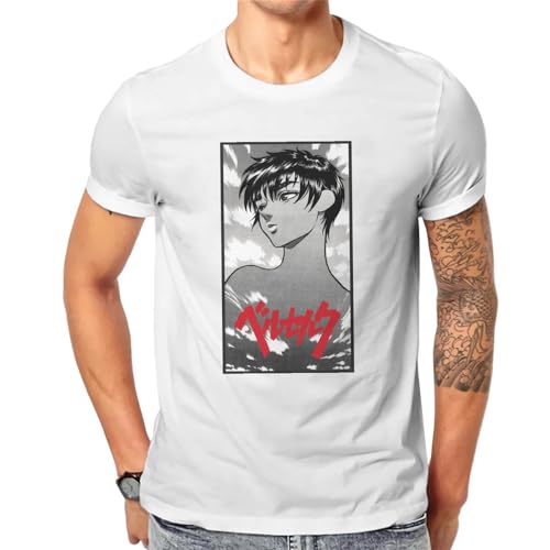 Photo de Caska Sky Tshirt for Male Berserk Guts Griffith Behelit Manga Clothing Style Polyester T Shirt Soft Printed Loose White M
