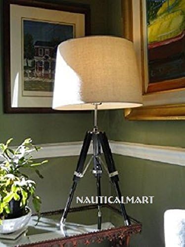NauticalMart Surveyors Antique Restoration Table LAMP White Shade Transit Tripod