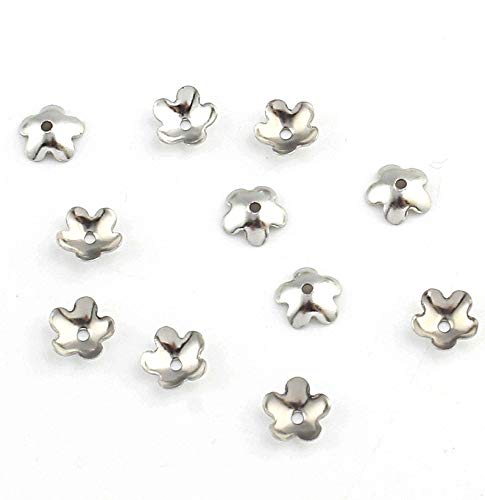 Perlin Edelstahl Perlenkappen Perlkappen Blumen 6mm Zwischenteile Endkappen Endperle Kappe Metallperlen 20 Stk M229