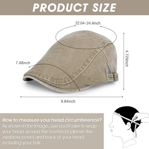 Image of 3Pcs Men's Newsboy Caps Cotton Cooling Hat Adjustable Flat Cap for Men