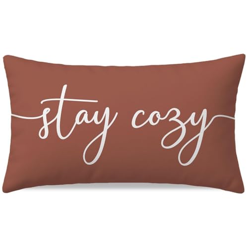 PANDICORN Rust Fall Pillow Cover 12x20, Stay Cozy Lumbar Soft...
