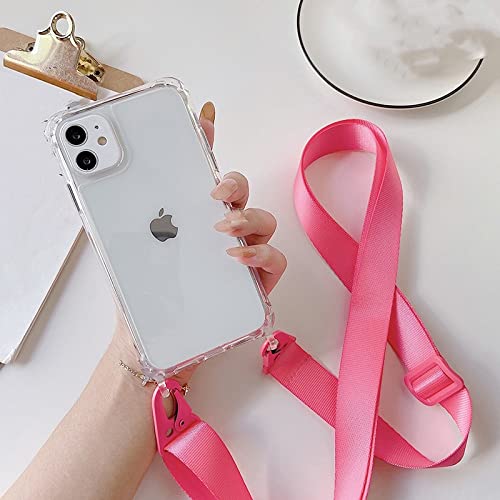 Coque cordon iPhone avec bandoulière transparente Rose Rouge pour iPhone XS Max