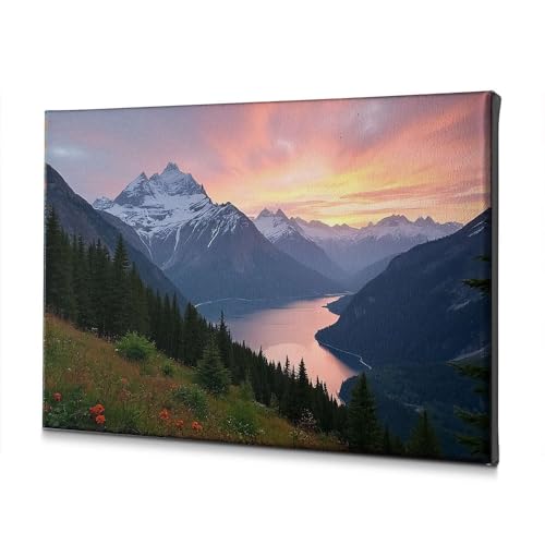Tableau montagne coucher du soleil pour créer un salon cocooning naturel
