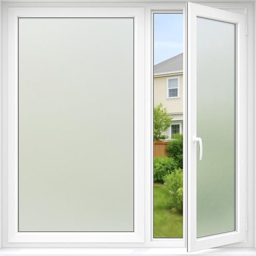 vgoltd Window Film Frosted Privacy Film Self-Adhesive, UV Protection Sticker Static Cling for Bathroom Home & Office (30cm x 1m)