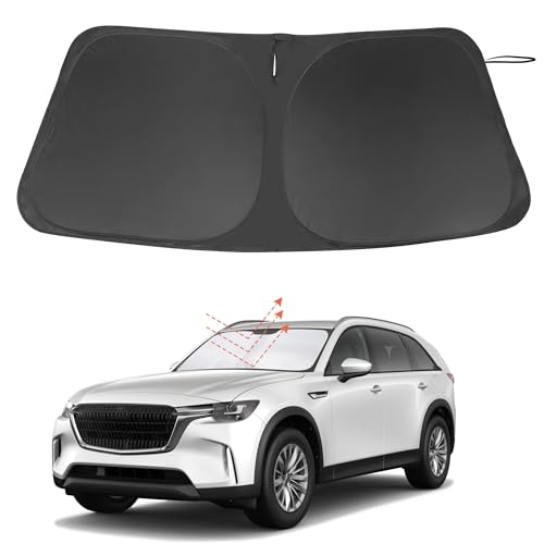 Image of Windshield Sun Shade Custom Fit for 2024 2025 2026 Mazda CX90 CX-90 Accessories Foldable Sunshade Sun Blocker Protect Car from Sun Rays & Heat Damage Keep Car Cooler