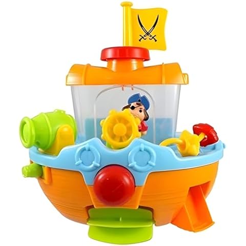 Quickdraw Pirate Ship Bath Toy with Water Cannon Cover