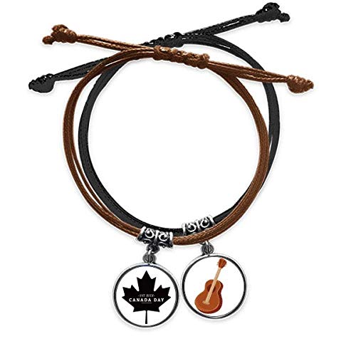 Pulsera de cuero negra hoja de arce el regalo ideal para músicos y viajeros entusiastas