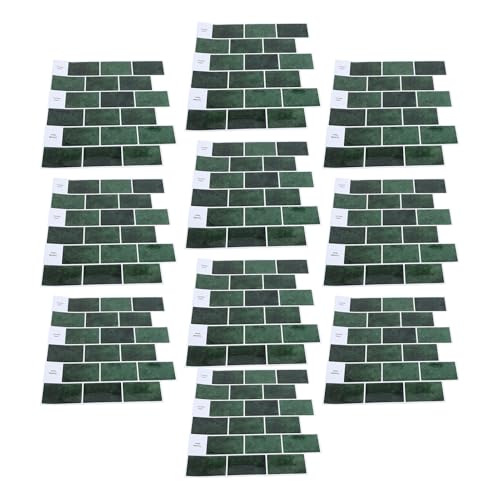 Generic Pegatina Autoadhesiva a Prueba de Salpicaduras, Azulejos de Pared 3D Altamente Adhesivos, 10 Uds., Verde, para Cocina, Baño, Material PET