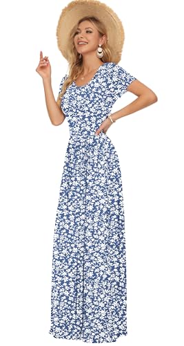 Image of AUSELILY Women's Classic Short Sleeve Loose Plain Casual Long Maxi Dresses for Women 2026