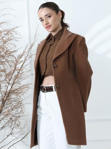 Image of PLAGG Women's Notched Lapel Long Overcoat