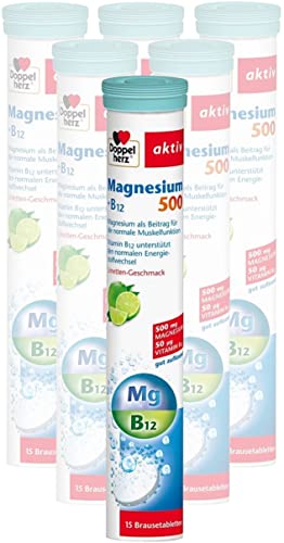 Magnesio 500mg con Vitamina B12-90 Compresse effervescenti - contribuisce la funzione muscolare e il sistema nervoso – Doppelherz