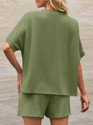 Image of Imily Bela Womens 2 Piece Outfits 2025 Oversized Summer Short Sets Casual Beach Ribbed Short Sleeve Matching Set