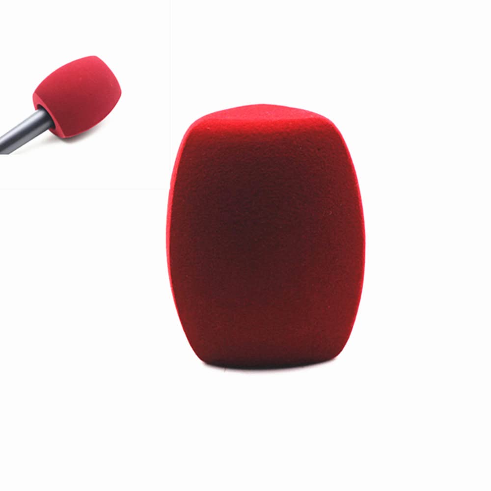 Pare-brise en mousse de micro floqué Couvre-mousse de poignée Pare-brise pour microphones d'interview télévisée (triangle, rouge)