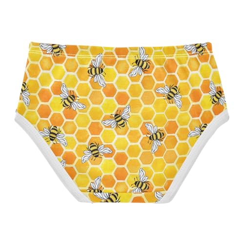 Little Girls' Soft Cotton Underwear Kids Breathable Comfort Cute Bee Honeycomb Yellow Panties Briefs Toddler2