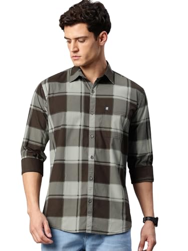 Image of Majestic Man Stylish Slim Fit Cotton Spread Collar Checked Casual Shirt