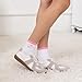 Puedizux Women Cute Pilates Socks Grip Crew Yoga Socks Ruffle Cuff Embroidery Pattern Workout Ballet Socks