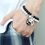 Nucelit Men Women Taiji Feng Shui Natural White Black Beaded Couple Bracelets Friendship Distance Matching Couple Bracelets for Boyfriend and Girlfriend Long Distance I Miss You - Image 5