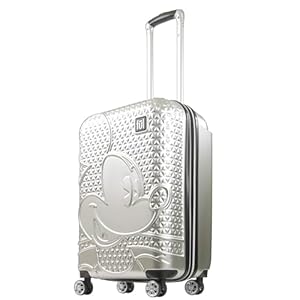 FUL Disney Mickey Mouse 25 Inch Rolling Luggage, Hardside Suitcase with Spinner Wheels, Silver