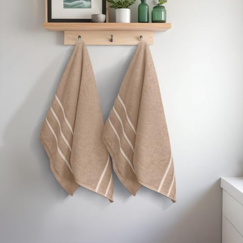 Image of Sassoon Melrose 100% Cotton 2 Piece Hand Towel Set, 400 GSM, Light Taupe (40cmX60cm) - Highly Absorbent, Soft Material, Perfect for Daily Use
