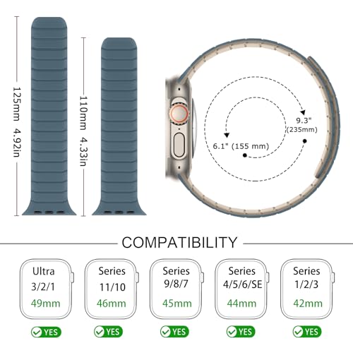 Tasikar Magnetic Straps Compatible with Apple Watch 49mm 46mm 45mm 44mm 42mm Soft Silicone Replacement Loop band for iWatch Ultra 3 2 1 SE Series 11 10 9 8 7 6 5 4 3, Dune-Cloud Blue by Tasikar - Image 3
