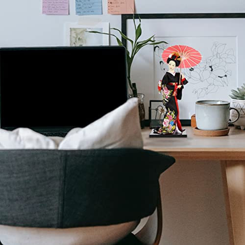 STOBOK Japanese Geisha Kimono Doll Holding an Umbrella Asian Kimono Doll Collectible Figurine Oriental Lady Figures for Home Office Desktop Car Dashboard Decoration - Image 3