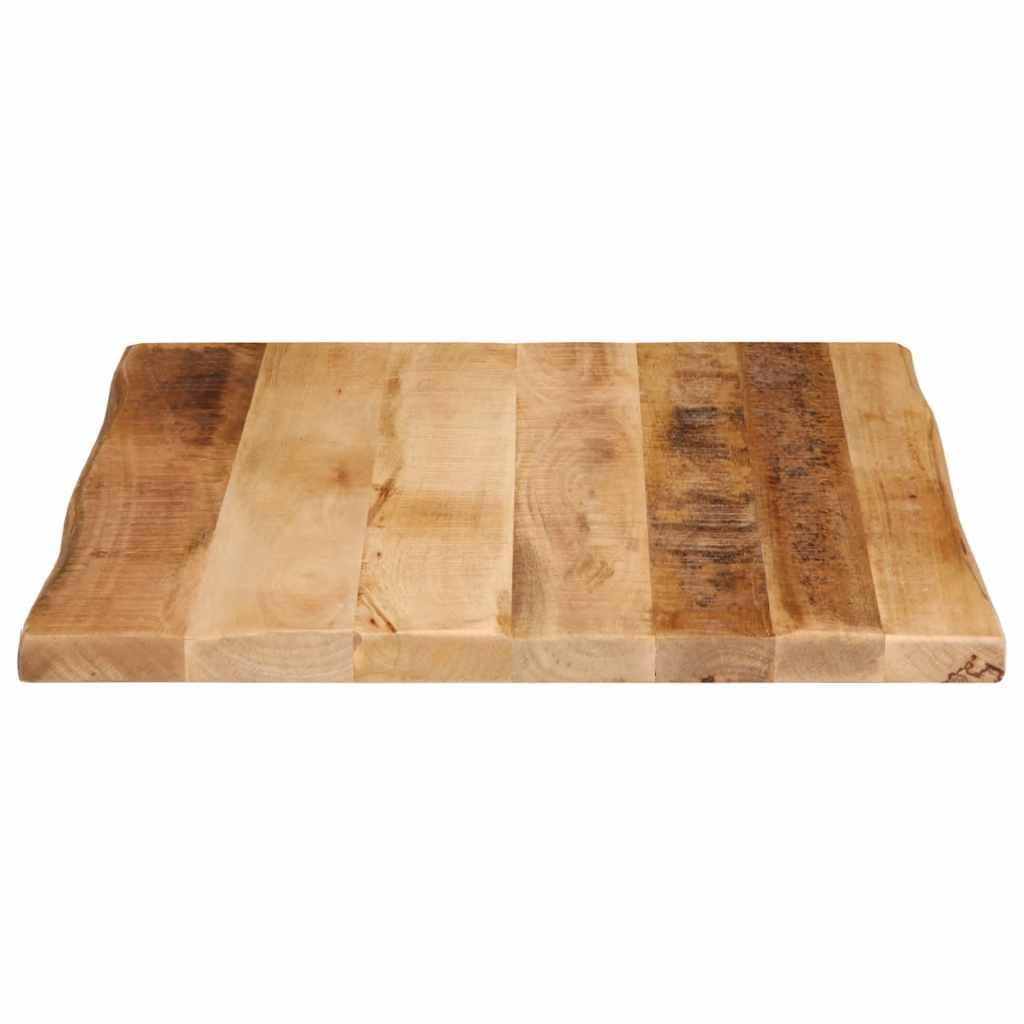 Plateau de table 40 x 40 cm en bois massif de mangue avec bord d'arbre - Mise à niveau rustique pour bureau, cuisine, bureau, salon
