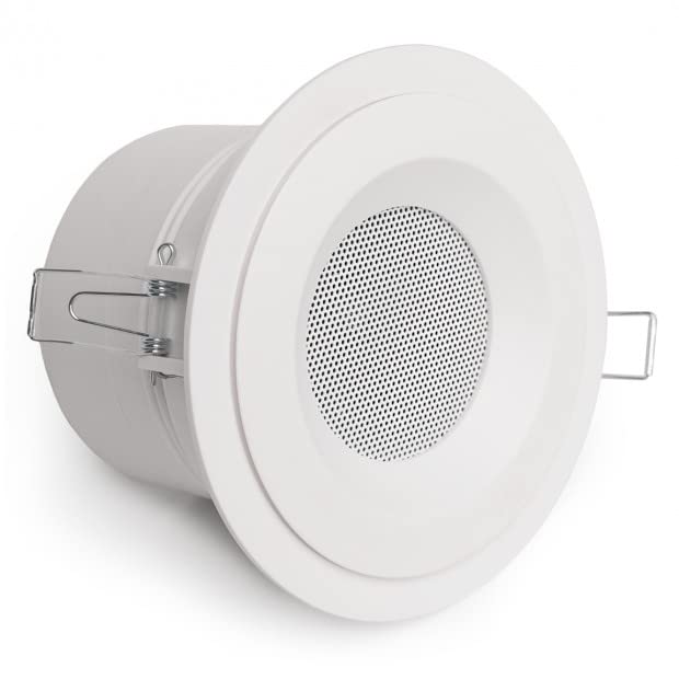 Pure Resonance Audio 3 Inch 70 Volt Drywall Mount Speaker Bundle with Installation Wire - Contractor Pack (2 Speakers)