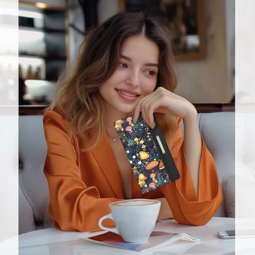 Image of Printed Checkbook Cover, RFID Blocking Checkbook, Stylish, Lightweight, Slim Durable, Multi-Functional Checkbook Holder for Personal and Business Checks (Mushrooms)