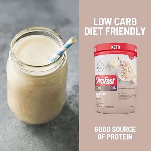 Image of SlimFast Keto Meal Replacement Powder, Vanilla Cake Batter, 10 Servings