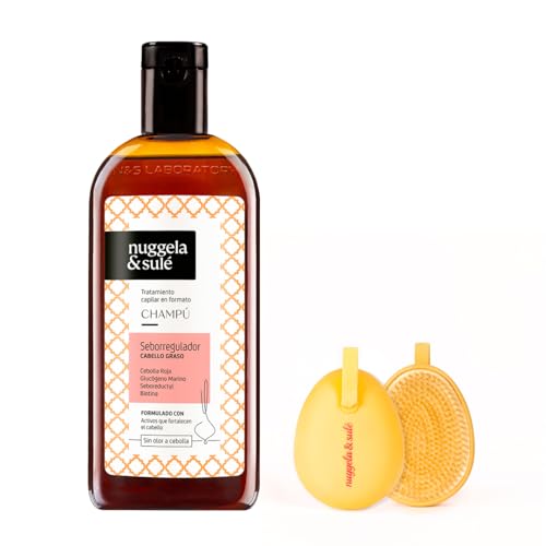 Nuggela & Sulé Pack Champú Seborregulador para Cabellos Grasos 1 x 250ml + 1 Tangle Tamer Brush Amarillo Limone, Cepillo que Desenreda el Cabello de Forma Eficaz, Sin Tirones ni Roturas