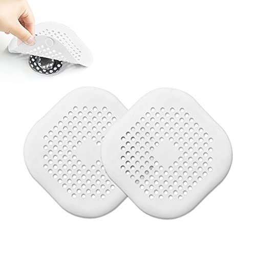 2 Unidades Silicona Protector de Drenaje, Cubierta del DREN de Bañera Colador, Tapa de Drenaje de con 4 Ventosas Fuertes para BañO, BañEra, Cocina, Lavabo Y Fregadero (Blanco+Blanco) Cover