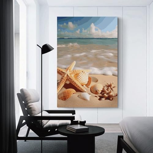 Impression sur toile haute définition étoile de mer et coquillages d'exception - 3