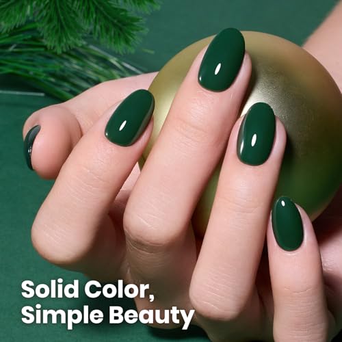 Image of Beetles Dark Green Gel Polish - Rainforest Green Color Gel Nail Polish, 1PC 15ML Full Size Hame Free Colorful Bottle Soak Off UV Fall Nails Art Manicure