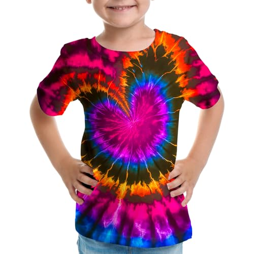 Image of Big Kids Tie Dye Shirt for Boys Girls Short Sleeve Hippie Tshirt Senior Tee