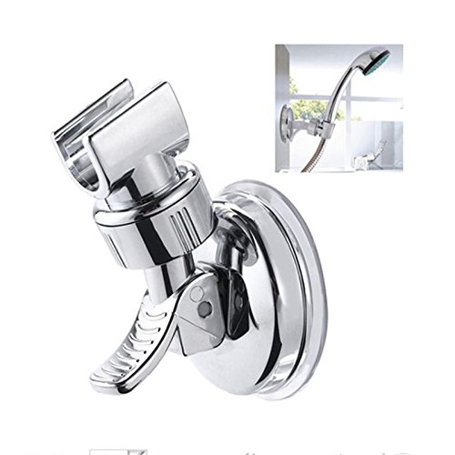 Shower Head Holder Suction Cup Adjustable Chrome No Drill Wall Mounted Handheld Bracket for Bathroom Triple Polished Strong 5kg Capacity