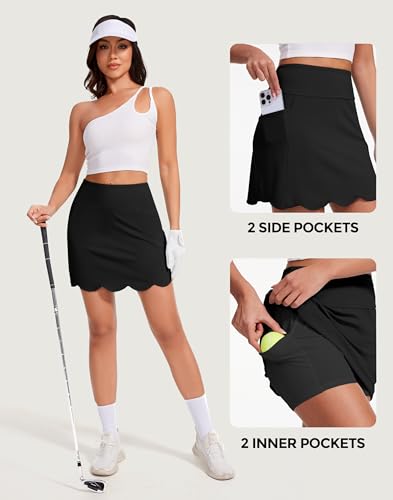 M MOTEEPI Skorts for Woman with Pockets 16" Golf Athletic Skirts Scalloped Hem Tennis Skirt Dressy Casual4