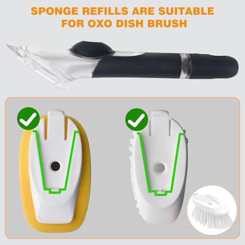 Image of Sponge Brush Refills for OXO Soap Dispensing Dish Brush - 8 Pack Dish Cleaning Soap Dispensing Head Replacement for Scrubber