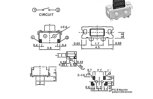 Micro interrupteur SMT 2X4X3.5MM à clic réactif pour bouton latéral et commande précise - 3